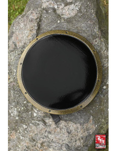 Bouclier médiéval en latex noir pour GN, ø36 cm