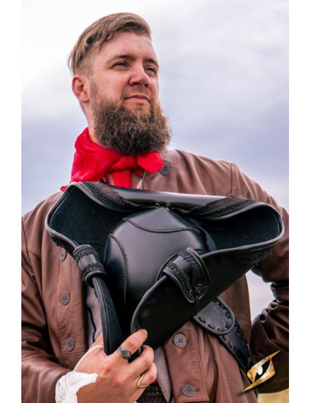 Chapeau de pirate noir en cuir...