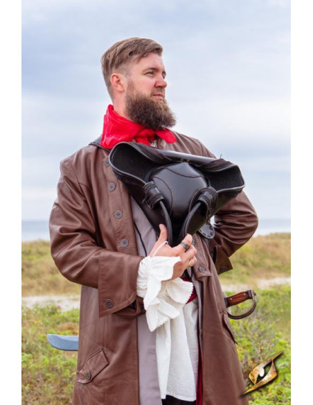 Chapeau de pirate noir en cuir...