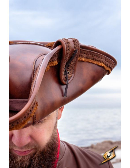 Chapeau de pirate marron en cuir...