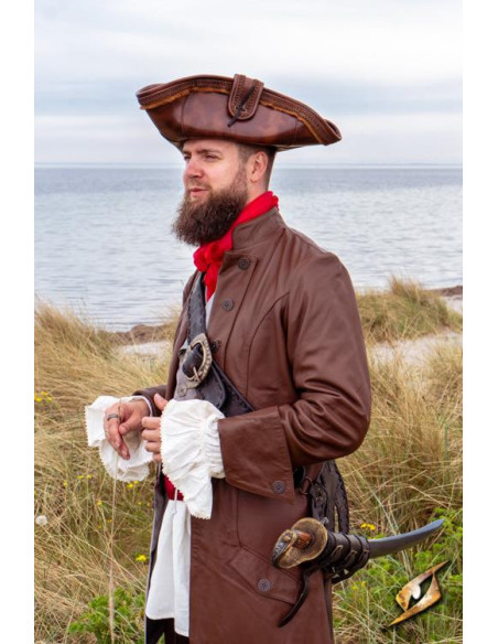 Chapeau de pirate marron en cuir...