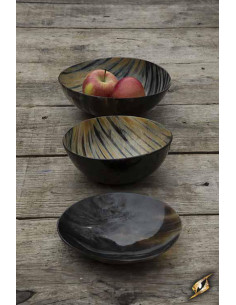 Set de 3 assiettes pour l'Aubergiste, corne de buffle