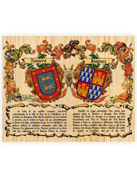 Armoiries 2 Noms de famille sur bois...