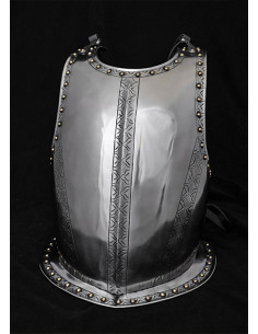 Cuirasse ou harnais médiéval en acier avec gravures, 1,2 mm.