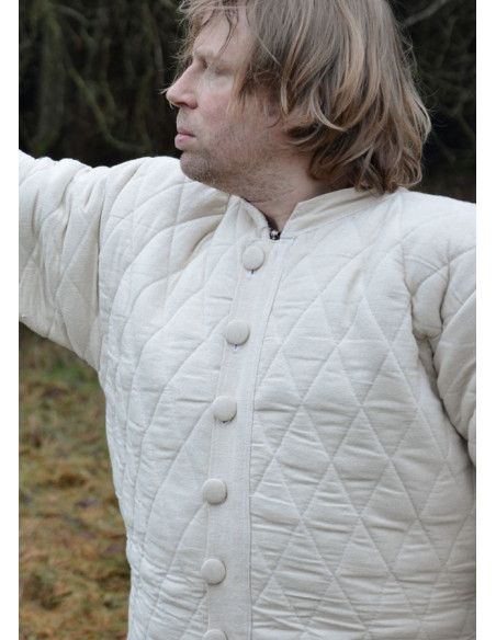 Gambison long matelassé à boutons,...