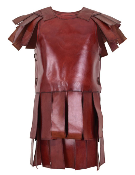 Subarmalis romaine en cuir marron-rouge