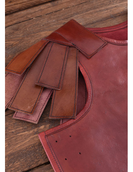 Subarmalis romaine en cuir marron-rouge