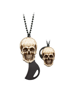 Mini couteau de poche avec chaîne et manche Skull, lame 3...