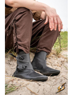 Bottines vikings et médiévales Jorik en noir