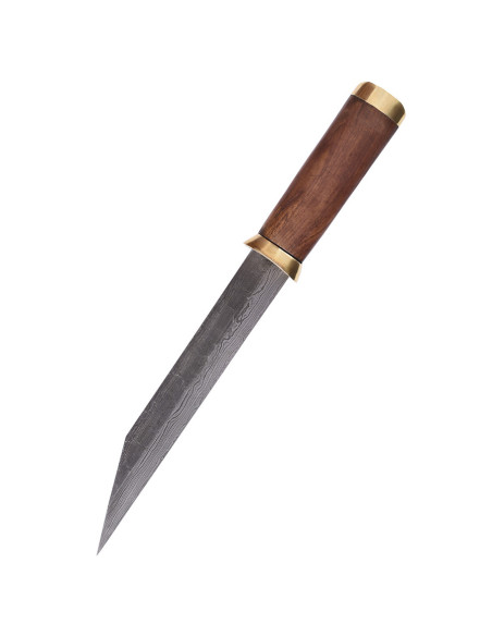 Couteau Seax lame acier damas,...