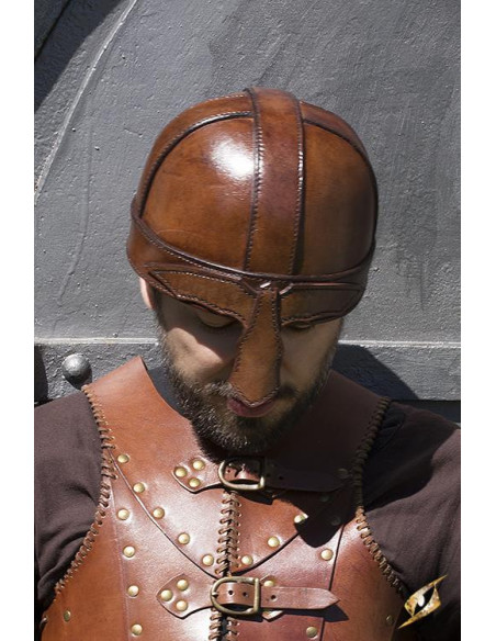 Casque spangenhelm médiéval en cuir...