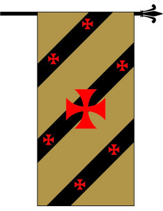 Bannière médiévale avec croix templières rouges