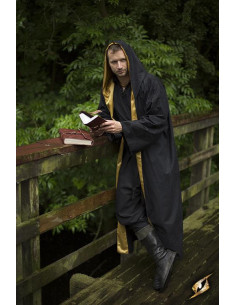 Robe de sorcier avec capuche, noir-or 2