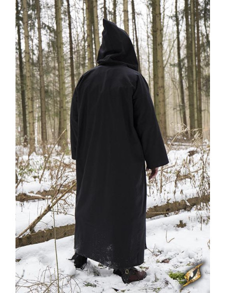 Robe de sorcier à capuche, noir-argent