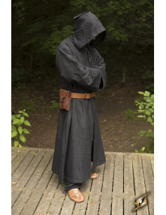 Robe médiévale noire de moine bénédictin 2