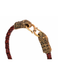 Bracelet tressé bronze Viking Terslev sur cuir marron 2