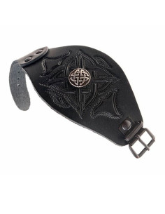 Bracelet noeud celtique et reliefs en cuir 2