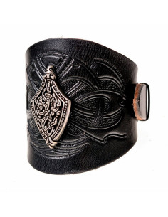 Bracelet Viking Harald avec reliefs en cuir