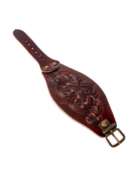 Bracelet médiéval avec reliefs en cuir