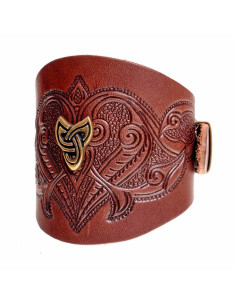 Bracelet celtique triqueta avec reliefs en cuir