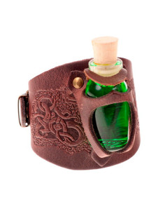 Bracelet en cuir gaufré avec bouteille de potion magique