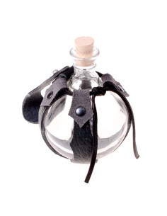 Flacon en verre avec baudrier en cuir pour vos potions... 2
