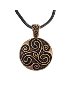 Pendentif spirale celtique Triskele avec bracelet en cuir...