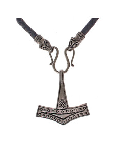 Collier en cuir viking avec le Mjölnir de Bornholm