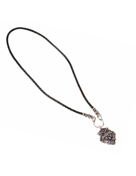 Collier amulette masque viking Gotland