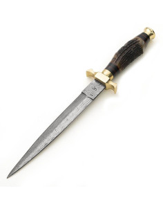 Dague de chasse médiévale en acier de Damas