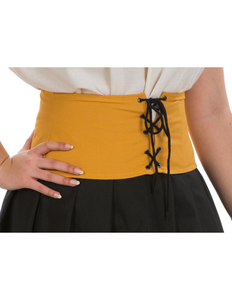 Corset bas médiéval de couleur moutarde