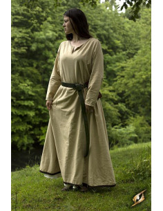 Tunique médiévale à manches longues beige pour femme