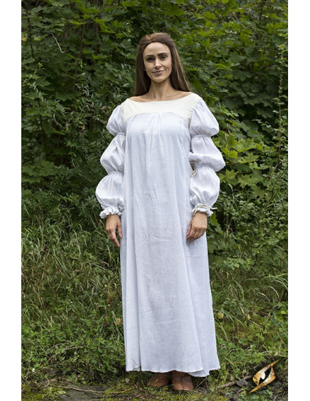 Robe médiévale Lucrecia en blanc cassé