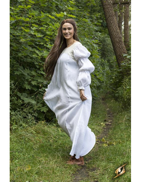 Robe médiévale Lucrecia en blanc cassé