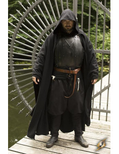 Cape noire médiévale Godfrey en laine