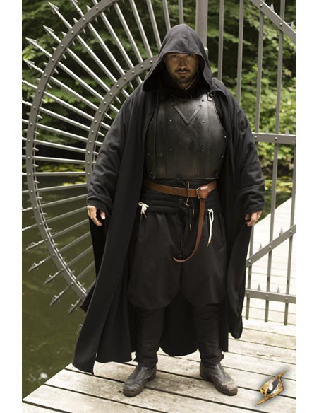 Cape noire médiévale Godfrey en laine