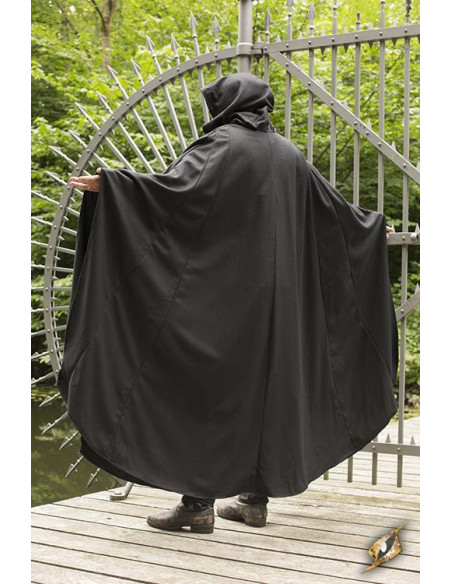 Cape noire médiévale Godfrey en laine