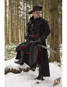 Manteau de chasseur médiéval Hellsing, couleur noire