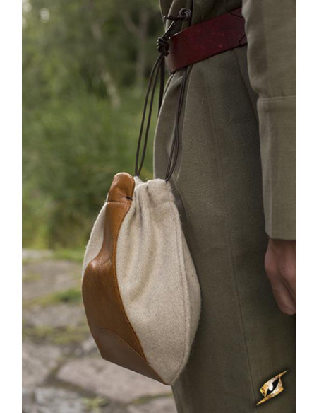 Sac de marchand médiéval, beige marron