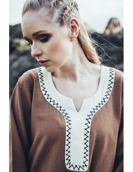 Robe longue viking Freya, couleur sable