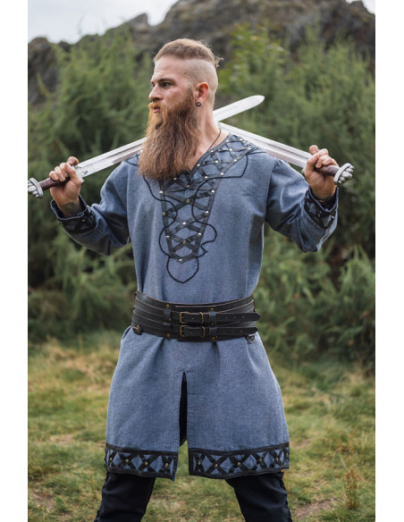 Tunique viking décorée Erik, gris bleuté