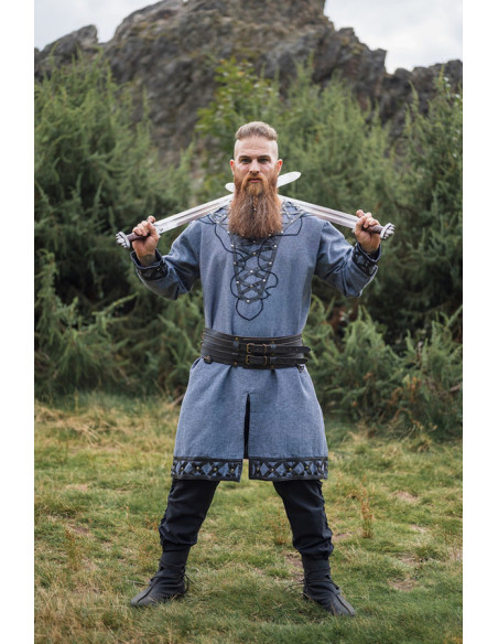 Tunique viking décorée Erik, gris bleuté