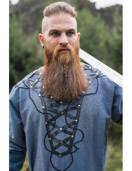 Tunique viking décorée Erik, gris bleuté