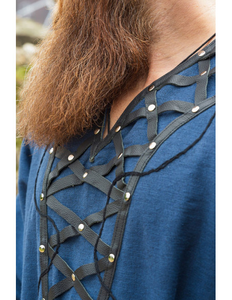 Tunique viking décorée Erik, bleu foncé