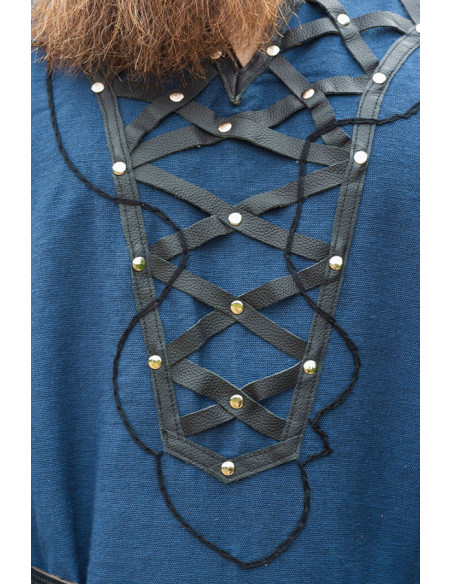 Tunique viking décorée Erik, bleu foncé