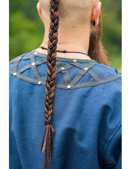 Tunique viking décorée Erik, bleu foncé