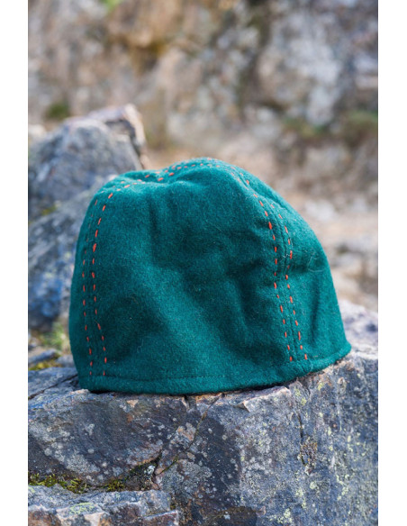 Bonnet Viking vert en laine modèle Sjard