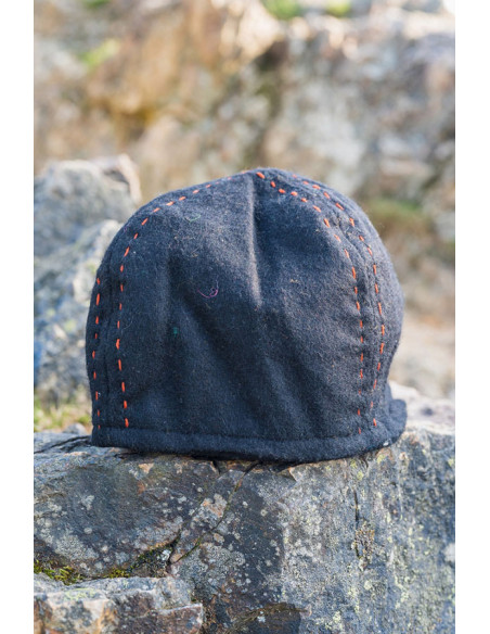 Bonnet Viking noir en laine modèle Sjard