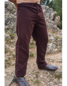 Pantalon Viking en lin modèle Asmund, marron foncé