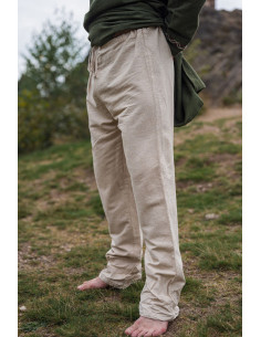Pantalon Viking en lin modèle Asmund, blanc naturel